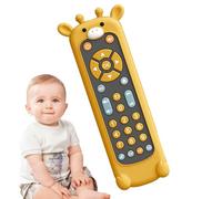 Derwrtup Realistic Remote for Toddler, Early Number Learning Toy with Silicone Animal Shaped Teether Cover, 3 Languages Sensory Babies Toy with Sounds for Christmas, Halloween, New Year