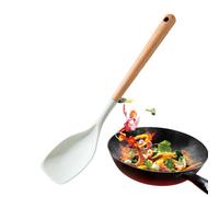 Derwrtup Silicone Spatula Spoon, Dishwasher Safe Spoon, Mixing Spatula with Wooden Handle, for the Kitchen for Baking, Stirring and Roasting, Meat and Soup