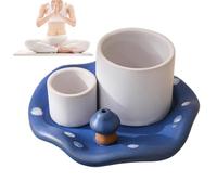 Derwrtup Smudge Incense Holder, Mudge Burner Holder, Ceramic Incense Burner Holder, Mushroom Design Smudge Bowl for Spiritual Cleaning, Coffee Table Centrepiece