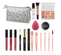 Derwrtup Travel Makeup Kit | Full Kit Makeup Bundle Include Eyeshadow - Full Kit Makeup Bundle Cosmetic Set Starter Makeup Bundle For Women Girls