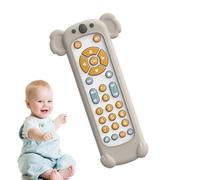 Derwrtup TV Remote Toy for Babies - Early Number Learning Toy with Silicone Animal Shaped Teether Cover,3 Languages Sensory Babies Toy with Sounds for Christmas, Halloween, New Year