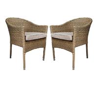 derya brown rattan stacking dining chairs with cushion in pair