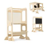 DERYAN 4-In-1 Wooden Learning Tower, Kitchen Helper & Desk, Chalkboard | 4-In-1 Learning Tower, Kitchen Helper, Play Table, Chalkboard, Solid Wood, 3 To 8 Years, Max 88lbs