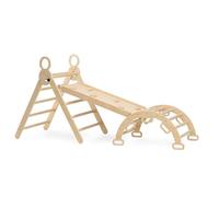 Deryan 7-in-1 Montessori Climbing Triangle with Slide & Climbing Arch - Foldable - Climbing Arch with Slide, Ladder & Play Arch - Wooden Climbing Foldable Toy for Toddlers 3-8 Years (40kg) - Wood