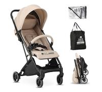 Deryan Air Pushchair up to 22 kg, Reclining Buggy, Stroller, Lightweight - 6 kg, from Birth to 4 Years, Automatic Folding, Adjustable Backrest to Reclining Position, with Travel Bag - Nougat