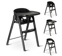 Deryan Baby & Toddler High Chair - Compact Foldable Highchairs, Adjustable Height, Comfortable Chair & Table, Removable & Adjustable Tray, 6 Months Till 50kg (Black)