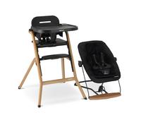 Deryan Baby & Toddler High Chair - Compact Foldable Highchairs, Adjustable Height, Comfortable Chair & Table, Removable & Adjustable Tray, 6 Months Till 80kg (Black) + Bouncer