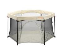 DERYAN Baby Travel Cot with Floor Mattress - Portable Children's Box 120 x 75 cm - Foldable & Stable - Cream
