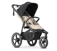 Deryan Bolt Jogger - All Terrain Pushchair with Mosquito Net - One Hand Folding and Portable - XL Air Wheels, UPF 50+ Reclining Backrest, Height-Adjustable Handle - from Birth up to 22 kg - Cream