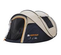 Deryan Dome Tent Pop Up Tent for 4 People - waterproof up to 2000MM with sealed seams and extra thick groundsheet - set up and folded in 2 seconds - guylines and pegs - sand