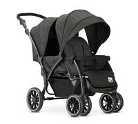Deryan Elena Duo Seat Tandem Pushchair - Twin Duett with 5-Point Harness, Adjustable Backrest, Push Handle, Sunshade and Storage Basket - from Birth to 4 Years (15kg) - Black