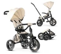 Deryan Explorer Tricycle for 9 Months to 25 kg - Kids Trike with Push Handle - Swivel Seat - Foldable Canopy with Sun Protection - Nougat