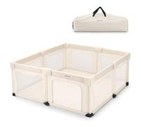 Deryan Foldable Playpen XL, Baby Travel Cot, Cream | 0 to 3 years, up to 15 kg, compact folding, includes foam mattress, with side opening