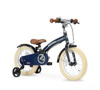DERYAN Kids Children's Bicycle 14 Inch | 3 in 1 Balance Bike | Bicycle with Adjustable Saddle and Handlebars | Children's Bicycle for Boys and Girls | Blue