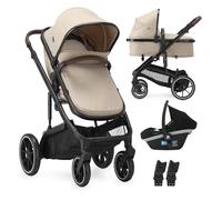 Deryan Noa 3-in-1 Stroller with Car Seat - Multifunctional Stroller with Carrycot, Sports Seat and Baby Car Seat - Lightweight and Foldable - Nougat