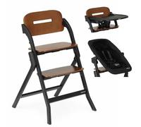 Deryan Oak Luxe 2-in-1 High Chair with Rocker, Black | Folded: 15 x 52 x 95 cm, with tray, suitable from 6 to 36 months. Extended: 57 x 52 x 84 cm, maximum weight capacity: 15 kg