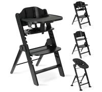 DERYAN Odin - Wooden High Chair Made of Beech for Children from 0 Months to 85 kg - Includes 5-Point Strap, Crotch Strap, Protective Bar - Compatible with Many Accessories - Dark Grey