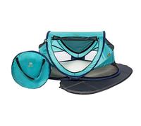 DERYAN Toddler Travel Cot with Mattress from Birth to 4.5 Years - Pop Up Bed Tent Set Up in 2 Seconds - Includes Mosquito Net and Travel Bag, Fast & Compact Folding, Lightweight (Ocean)