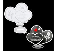 DeryArcle 1 Set Love Heart Sign Resin Moulds, Valentine's Day Memorial Silicone Mould, Ornament Epoxy Resin Molds Display Stand Casting Mold for Home Wedding Table Desktop Decorations Gift Craft
