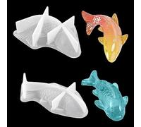 DeryArcle 2Pcs Koi Fish Silicone Resin Moulds, Goldfish Pendant Epoxy Resin Mould, Carp Mold 3D Ornament Small Animal Casting Molds for DIY Jewelry Charms Keychain Craft Paperweight Home Decoration