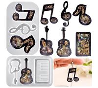 DeryArcle 2pcs Musical Instrument Epoxy Resin Mould Music Note Shaker Keychain Mold Quicksand Pendant Silicone Moulds for Casting DIY Jewelry Earring Necklace Decoration Craft