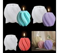 DeryArcle 3pc Spiral Sphere Candle Mold, Silicone Molds for Candles, Epoxy Resin Casting Molds for DIY Soap Craft Plaster Scented Home Decoration Homemade Wax Sculpture
