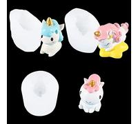 DeryArcle 3Pcs Resin 3D Unicorn Mould Animal Silicone Moulds for Candles Epoxy Casting Mold Jewelry Pendant Molds for DIY Craft Keychain Home Decorations (Unicorn Mould)