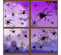 DeryArcle 4 Sheet Halloween Window Stickers Decoration, Scary Decorative Silhouette Window Clings, Bat Spider Halloween Decals for Home Party Glass Décor (4 Sheet)