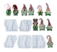 DeryArcle 5Pcs Gnome Keychain Resin Mould Santa Claus Pendant Silicone Moulds Dwarf Epoxy Casting Mold for DIY Jewelry Luggage Tag Sign Christmas Tree Decor