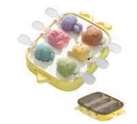 DeryArcle 6 Cavities Silicone Popsicle Mould, Animal Ice Lolly Moulds, Ice Pop Maker with Reusable Sticks, Stackable Ice Cube Tray with Lid, for Ice Cream Lollipop (Yellow Animal)