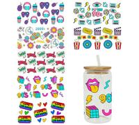 DeryArcle 7 Sheets UV DTF Cup Wrap Transfer Sticker Vintage Rub on Transfers Decal Love Word Waterproof Stickers for Craft Decor Glass Mug Phone Cases Refrigerators Suitcases Skateboards