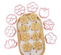 DeryArcle 8 Pcs Mini Flowers Cookie Cutters, Flowers Biscuits Cutters, DIY Cute Snacks Moulds, Baking Fruit Bread Fondant Tools, Pretty Cookie Moulds