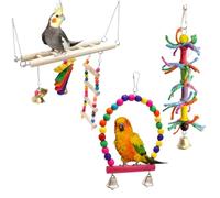 DeryArcle Bird Toys For Parakeet Kit, Parakeet Swing Hanging Standing Toys + Parrot Climbing Ladder + Colorful Bird Chewing Toy, Ideal For Small Parakeet Cockatiel Macaw Finches Doves