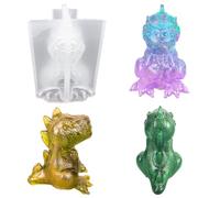 DeryArcle Dinosaur Resin Mould Animal Epoxy Moulds 3D Cartoon Ornament Silicone Casting Mold for DIY Candle Soap Pendant Crafts Paperweight Home Office Decor (Type A)