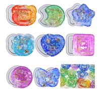 DeryArcle Heart Resin Shaker Mould, Quicksand Keychain Silicone Mould, Moon Star Jewelry Epoxy Resin Mold Pendant Crystal Casting Molds with 40 Flakes for DIY Necklace Earring Decoration Craft