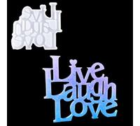 DeryArcle Live Laugh Love Resin Mould Word Sign Silicone Moulds Crystal Letter Epoxy Casting Mold for DIY Wall Hanging Decoration Table Ornament Wedding Valentine's Day