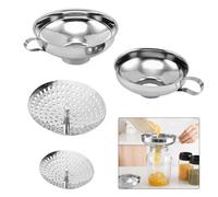 DeryArcle Set of 2 Canning Funnels with Wide Mouth - Stainless Steel Large/Small Kitchen Funnel Strainer - Use this to fill bottles with jam oil spice Compatible with Mason Jar