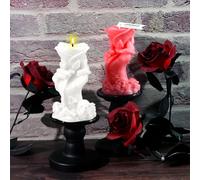 DeryArcle Skull Resin Mould, 3D Ghost Hand Holding Flower Silicone Mould Halloween Skeleton Epoxy Casting Crafts Mould for Candle Making, Home Decoration, Aromatherapy (Flower)