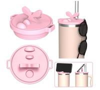 DeryArcle Stanley Lid Replacement 40 oz, Multifunctional Replacement Cup Lid for Stanley, Mobile Phone Bracket Spill Proof Tumbler Covers Lid Holder Reusable (Pink)