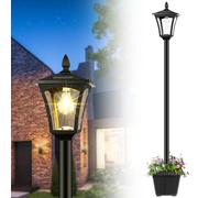 Derynome 72" Solar Outdoor Light with Planter,Waterproof Solar Post Lamp Ligts, Garden Lights for Backyard, Pathway, Patio,Lawn, Driveway Decor