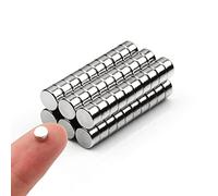 Deryun 60 Pack Round Refrigerator Magnets, Small Cylinder Fridge Office Whiteboard Durable Little Miniature Tiny Mini Magnets for Crafts,Silver,5x3-60