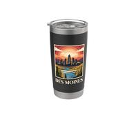 Des Moines Iowa Skyline River Sunset Graphic Stainless Steel Insulated Tumbler