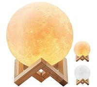 DESABF Full Moon Lamp 3D LED Night Modern Floor Lamp Dimmable Touch Control Brigntness USB Charging White Warm Light Luna Moon lamp with Stand 8cm Diameter