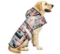 Desaturated Color Theme Waterproof Dog Raincoat And Rain Jacket With Hood, Reflective Strips And Adjustable Belly Strap, Fits Small To Large Dogs
