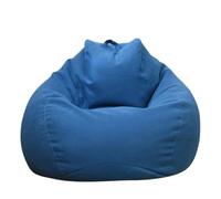 DESAV Bean Bag Chair Cover (Cover Only, No Filler), Stuffed Animal Storage Round Lazy Soft Premium Linen Beanbag Cover for Organizing Children Plush Toys Or Memory Foam,Blue,XXL