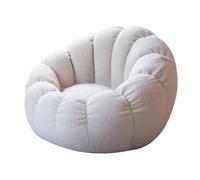 DESAV Bean Bag Chair Cover (No Filler) for Teens And Adults, Stuffed Animal Storage Round Soft Fluffy Teddy Fleece Lazy Sofa Beanbag Cover for Living Room Furniture,White