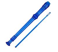 Descant Flauta Recorder Crystal Soprano Recorder 8 Hole Clarinet German Style Treble flute C Key for Students With Fingering Chart Instructions Transparent Blue