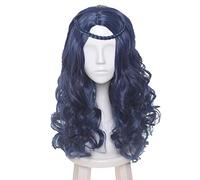 Descendants 2 Evie Cosplay Wig Dark Blue Mixed Long Wavy Heat Resistant Synthetic Hair Wigs + Wig Cap