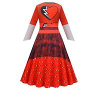Descendants 4 The Rise of Red Costume Dress Up for Girls Long Sleeve Dresses&Wig Glove 3pcs Kids Fancy Halloween Party Cosplay Outfit Birthday Gift