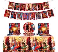 Descendants Party, 42Pcs Descendants Decorations include Banner, Tablecloth, Plates and Napkins for Teens Kids Party Decor
